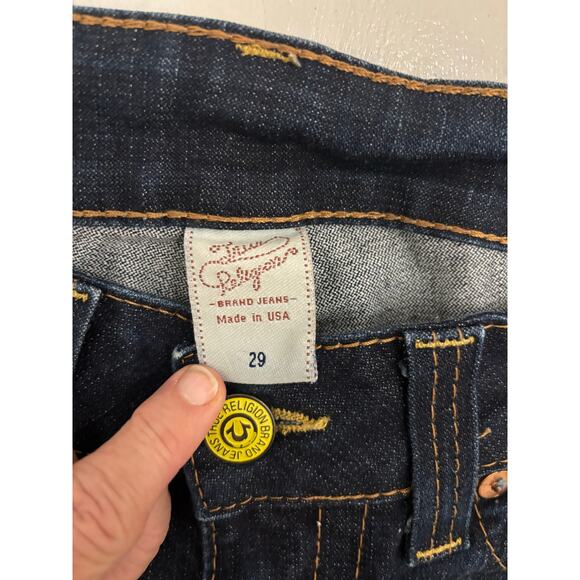 True Religion Jeans Women 29 Dark Wash Bootcut Low Mid Rise blokette y2k western - Picture 6 of 11